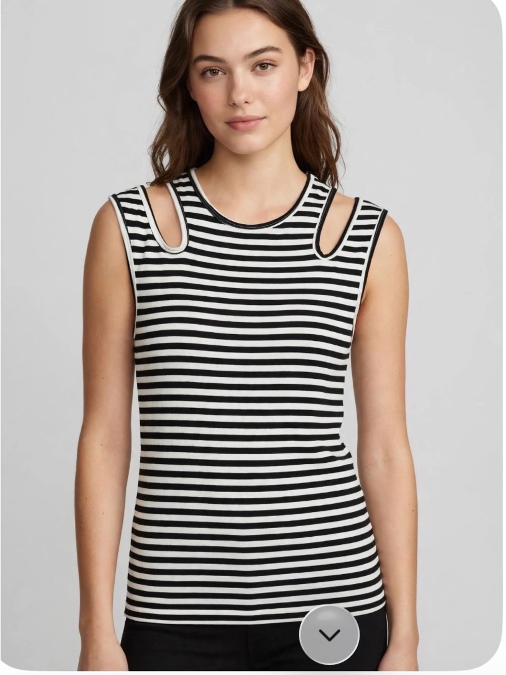 Striped Cutout Shoulder Tank Top in Black and White